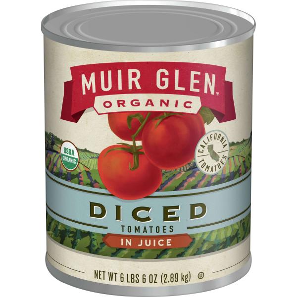 Muir Glen™ Organic Canned Vegetables Bulkdiced Tomatoes 102 Ounce Size - 6 Per Case.