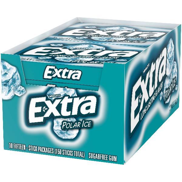 Extra 15 Piece/Unit Single Serve Polar Ice Gum, 15 Piece, 10 Per Pack, 12 Packs Per Case