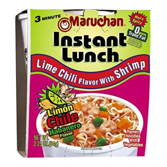 Maruchan Instant Lunch Lime Chili Shrimp Noodles 2.25 Ounce Size - 12 Per Case.