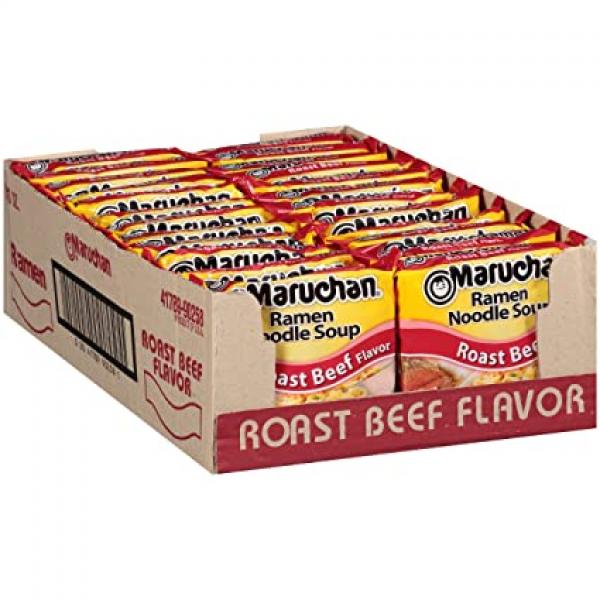 Maruchan Ramen Roast Beef Noodles 3 Ounce Size - 24 Per Case.