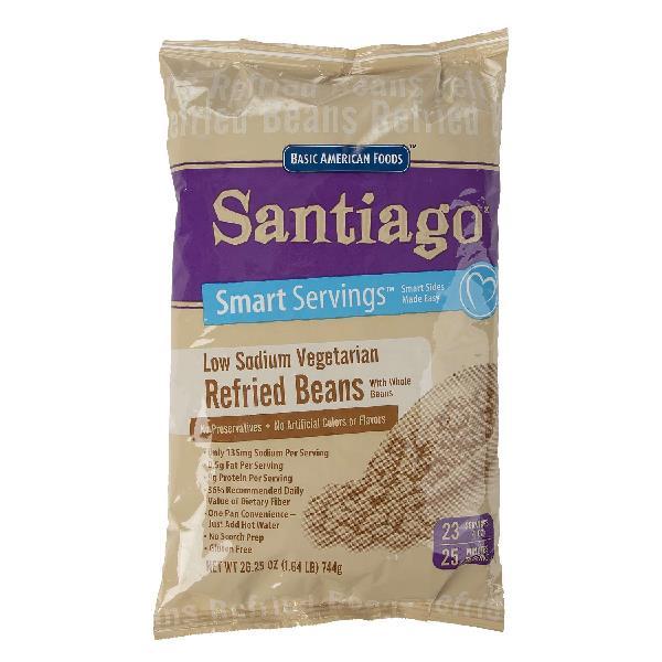 Santiago® Smart Servings™ Low Sodium Vegetarian Refried Pinto Beans Servin 26.25 Ounce Size - 6 Per Case.