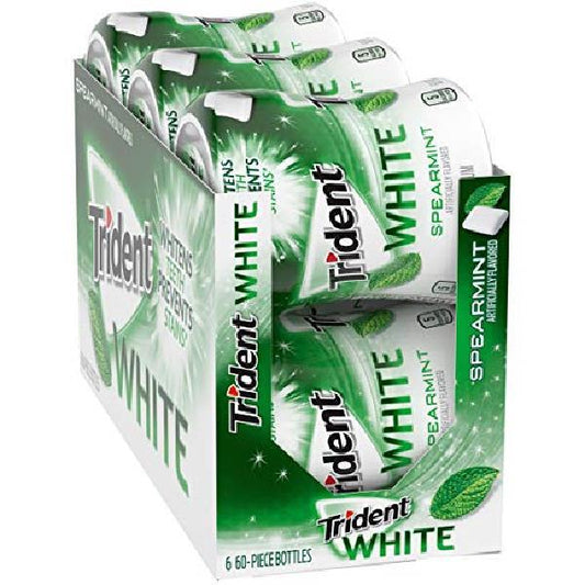 Trident White Gum Spearmint Sugar Free Spearmint Piece 60 Count Packs - 24 Per Case.