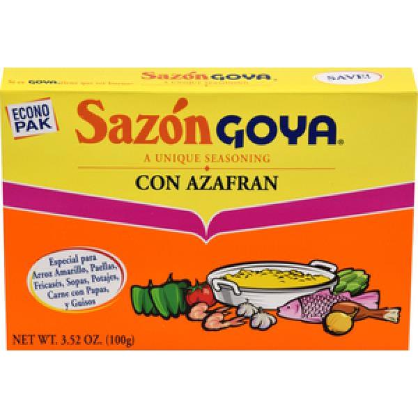 Goya Sazon Azafran Econo Pak 3.52 Ounce Size - 18 Per Case.