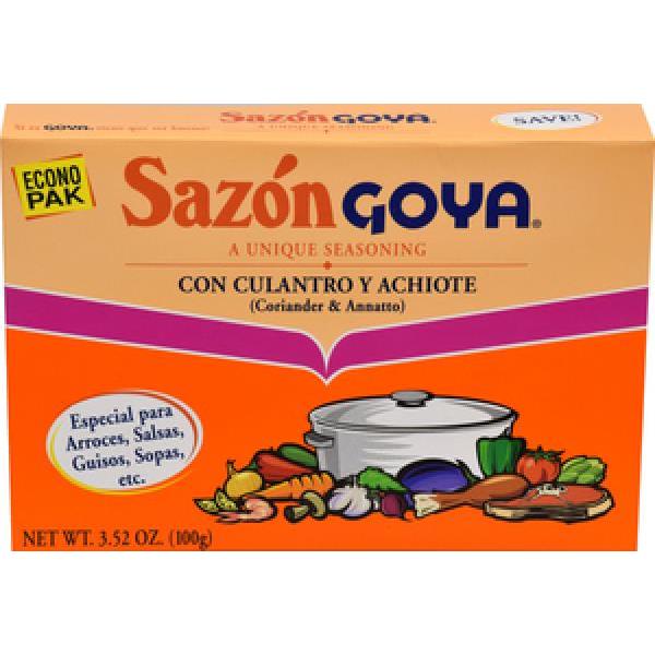 Goya Sazon Coriander & Annatto Seasoning Econo Pak 3.52 Ounce Size - 18 Per Case.