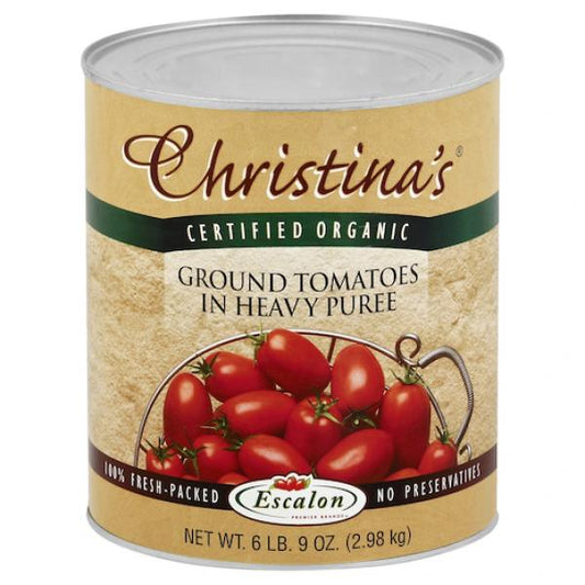 Christina's Organic Ground Tomatoes in Extra Heavy Puree 105 Ounce Cans 6 Per Case