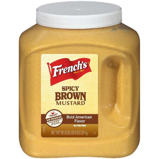 French's Brown Mustard Bold N Spicy Plastic Jug 105 Ounce Size - 4 Per Case.