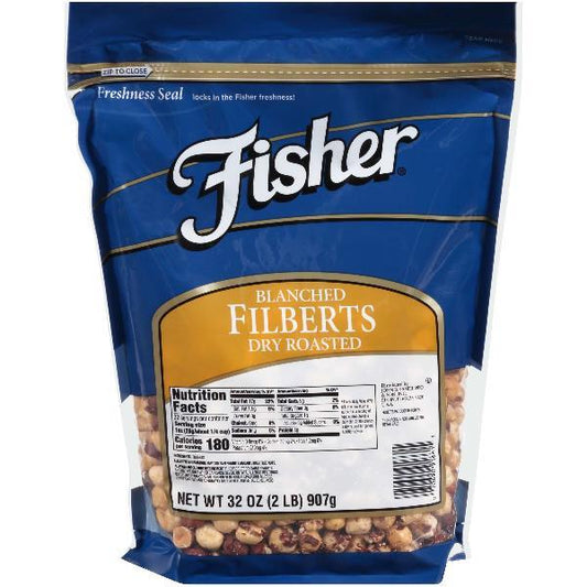 Fisher Dry Roasted Blanchedwhole Filberts 32 Ounce Size - 3 Per Case.