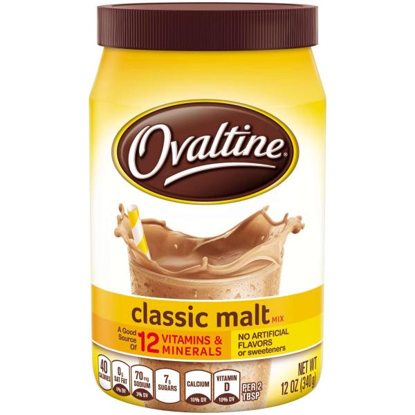 Novartis Ovaltine Classic Milk Flavoring Maltx12 Ounce Size - 6 Per Case.