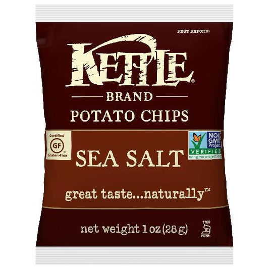 Kettle Brand Potato Chips Sea Salt Kettle Chips Snack Bag 1 Ounce Size - 72 Per Case.