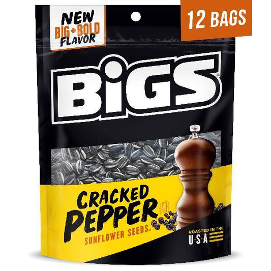 Bigs Sea Salt And Black Pepper Sunflower Seeds 5.35 Ounce Size - 12 Per Case.