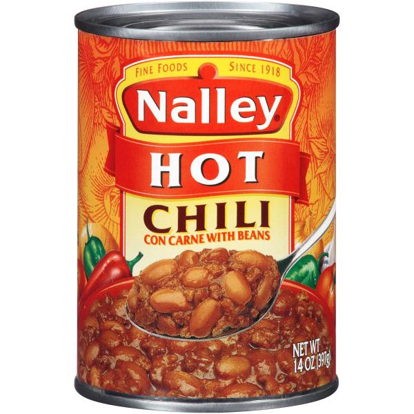 Nalley Hot Chili Con Carne With Beans 14 Ounce Size - 24 Per Case.