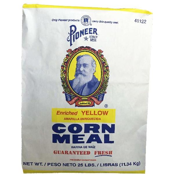 Pioneer Enriched Yellow Corn Meal 25 Pound Each - 1 Per Case.