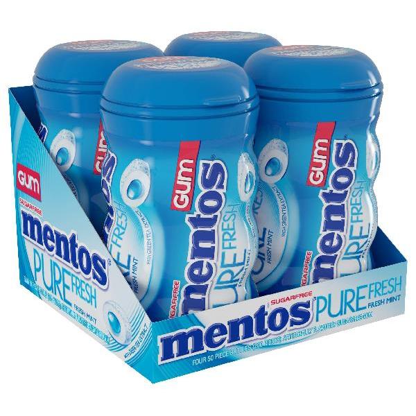 Mentos Sf Gum Curvy Bottle Pure Fresh Mint 50 Piece - 24 Per Case.