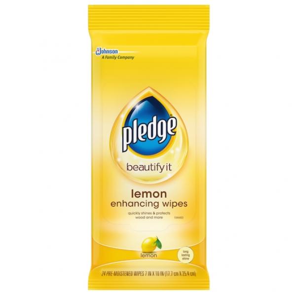 Pledge Lemon Wipes 24 Count Packs - 12 Per Case.