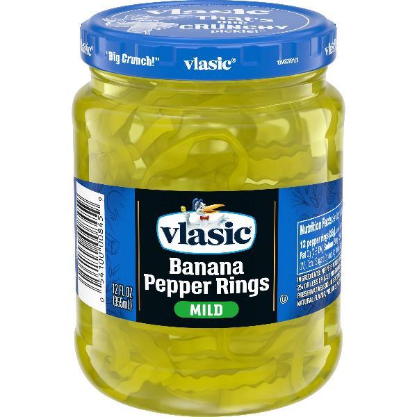 Vlasic Deli Style Mild Banana Pepper Rings Keto Friendly Jars 12 Fluid Ounce - 12 Per Case.