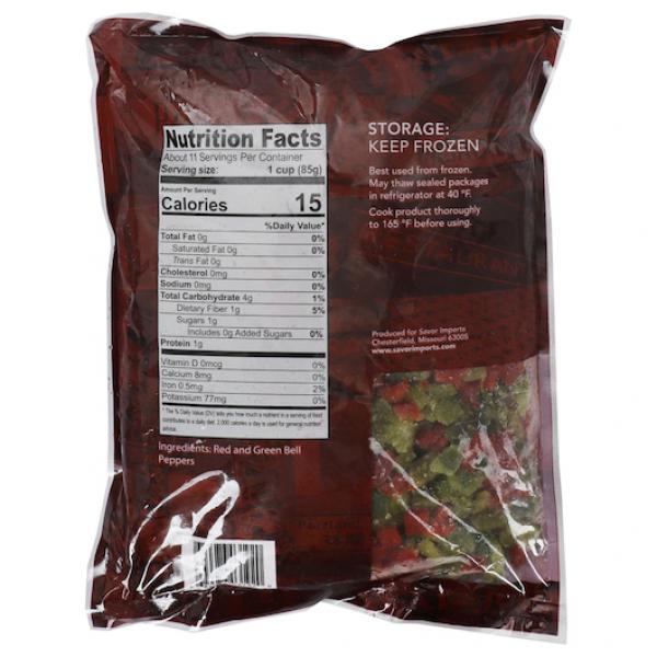 Savor Imports Diced Red & Green Pepper Blend 2 Pound Each - 6 Per Case.