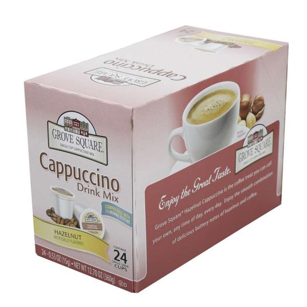 Grove Square Single Cup Hazelnut Cappuccino 12.7 Ounce Size - 4 Per Case.