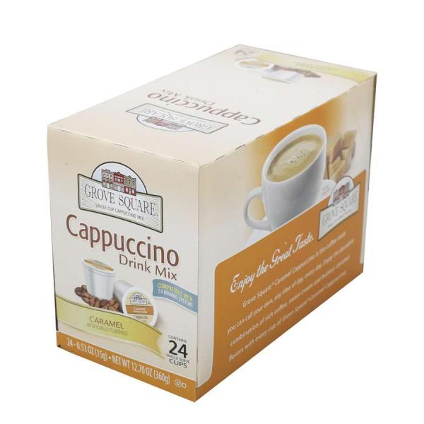 Grove Square Single Cup Caramel Cappuccino 12.7 Ounce Size - 4 Per Case.