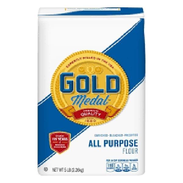 Gold Medal™ All Purpose Flour Enriched Bleached Pre Sifted 5 Pound Each - 8 Per Case.