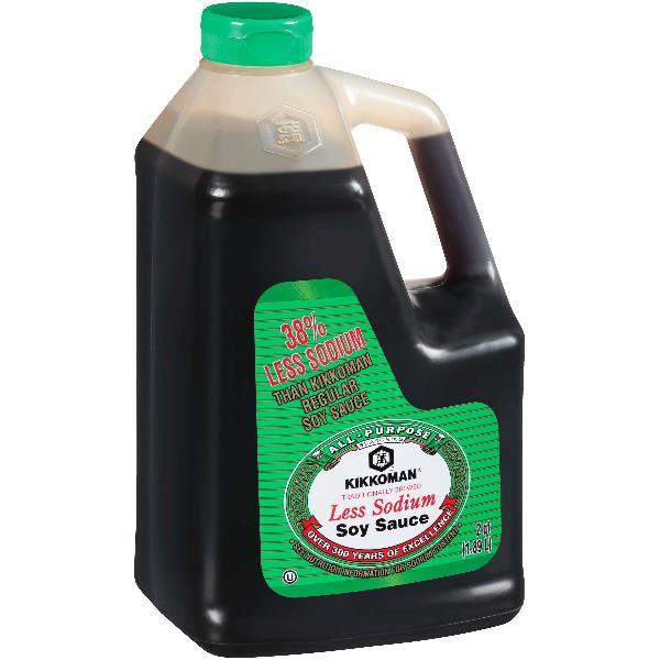 Kikkoman Gal Less Sodium Soy Sauce 0.5 Gallon - 6 Per Case.