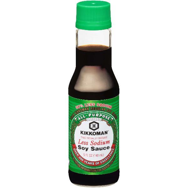 Kikkoman Less Sodium Soy Sauce 5 Fluid Ounce - 12 Per Case.