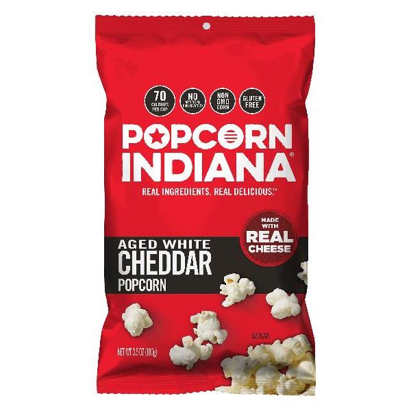 Snack Popcorn Aged White Cheddar 3.5 Ounce Size - 6 Per Case.