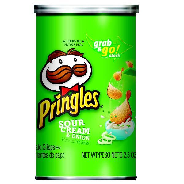 Pringles Grab & Go Sour Cream & Onion Potato Crisp, 2.5 Ounces - 12 Per Case.