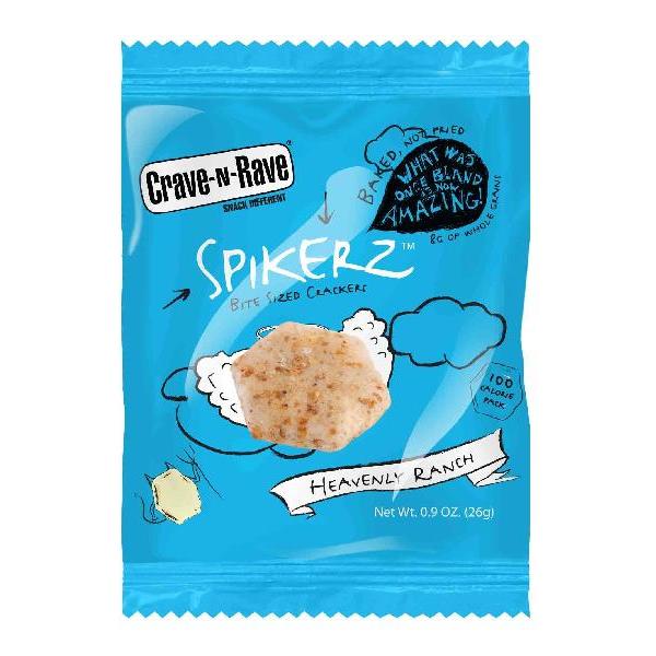 Crave N Rave Whole Grain Heavenly Ranch Spikerz Cracker Bites Individually Wrapped 0.9 Ounce Size - 300 Per Case.