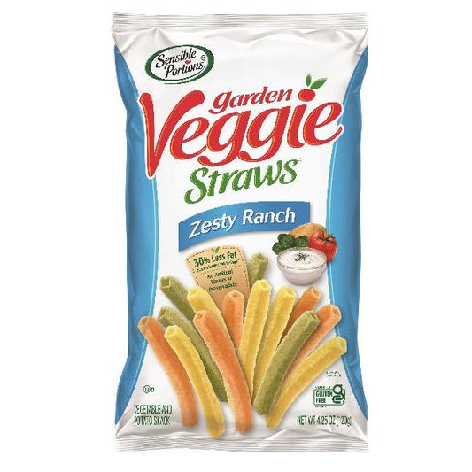 Sensible Portions Garden Veggie Straws Zestyranch 4.25 Ounce Size - 12 Per Case.