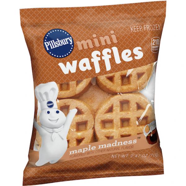 Pillsbury™ Frozen Mini Waffles Maple Madness™ 2.47 Ounce Size - 72 Per Case.