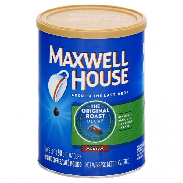 Maxwell House Decaffeinated Original Medium Ground Coffee, 11 Ounce Size - 6 Per Case.