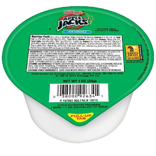 Kellogg's Apple Jacks Cereal Reduced Sugar 1 Ounce Size - 96 Per Case.