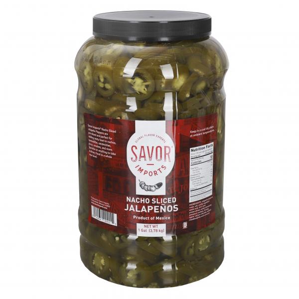 Savor Imports Nacho Sliced Jalapeno Pepper 1 Gallon - 4 Per Case.