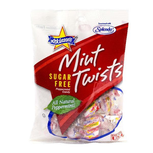 Mint Twists Sugar Free Peg Bag 3.75 Ounce Size - 12 Per Case.