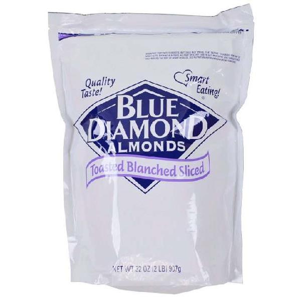 Sugar Foods Almonds Sliced Toasted Blanched 2 Pound Each - 8 Per Case.