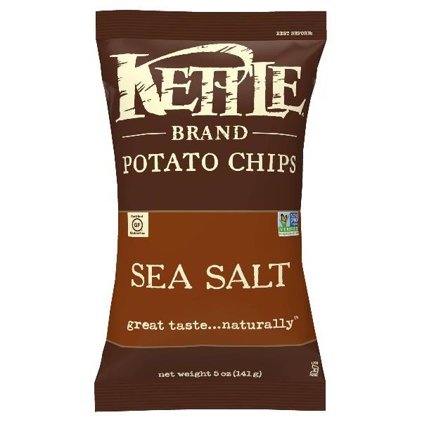 Kettle Brand Potato Chips Sea Salt Kettle Chips 5 Ounce Size - 8 Per Case.