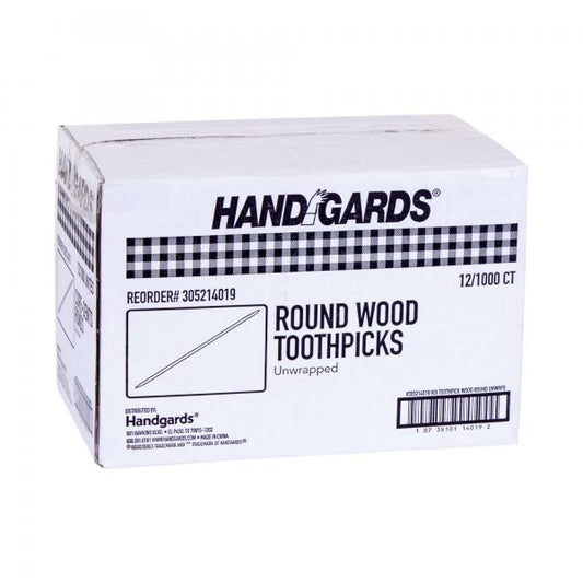 Toothpick Wood Round Unwrapped 1000 Each - 12 Per Case.