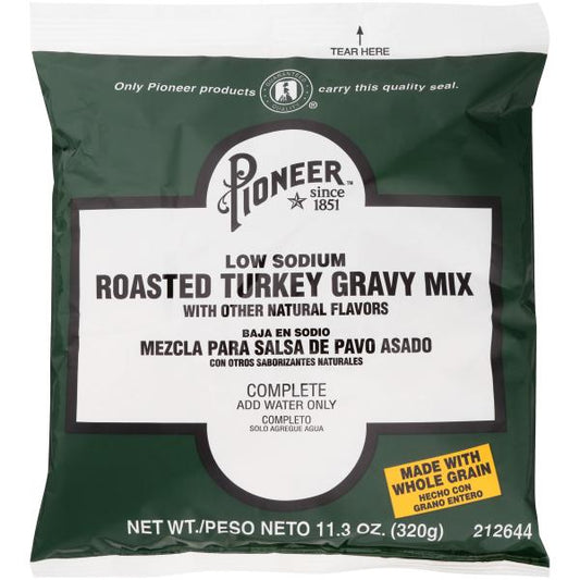 Pioneer Low Sodium Roasted Turkey Gravy Mix Made With Whole Grain 11.3 Ounce Size - 6 Per Case.