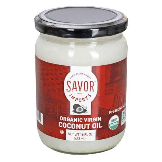 Savor Imports Organic Coconut Oil 16 Ounce Size - 12 Per Case.