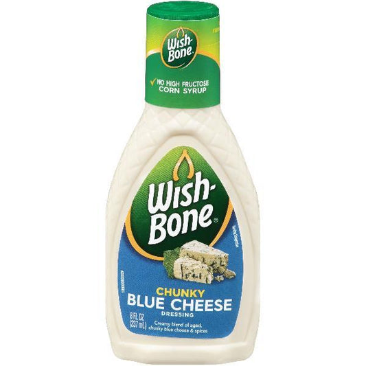 Wish Bone Chunky Blue Cheese Dressing Bottles 8 Fluid Ounce - 12 Per Case.