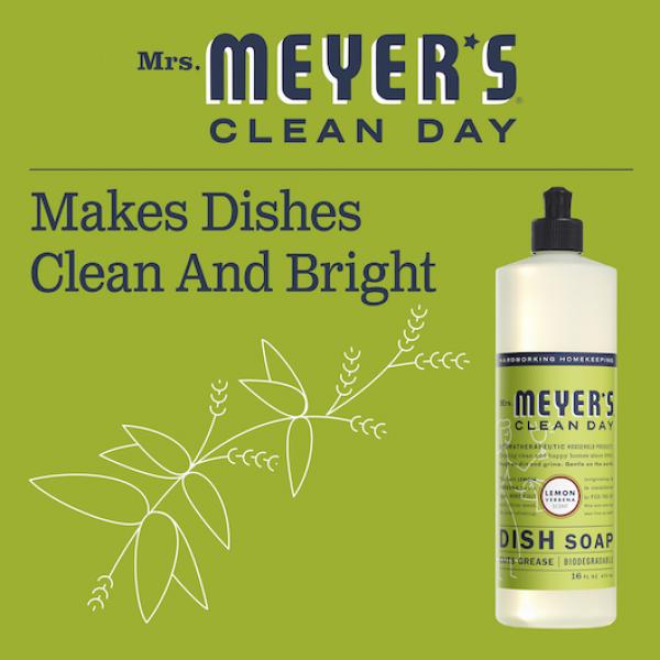 Mrs Meyers Clean Day Liquid Dish Soap Lemon Verbena 16 Fluid Ounce - 6 Per Case.