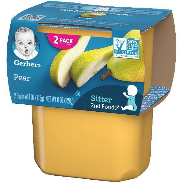 (2 pack of 4 Oz) Gerber 2nd Foods Pear Baby Food 8 Ounce Size - 8 Per Case.