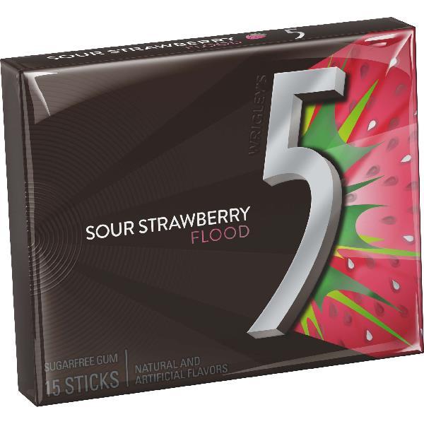 Five Sour Strawberry Sticks Flood Sticks 15 Piece - 120 Per Case.