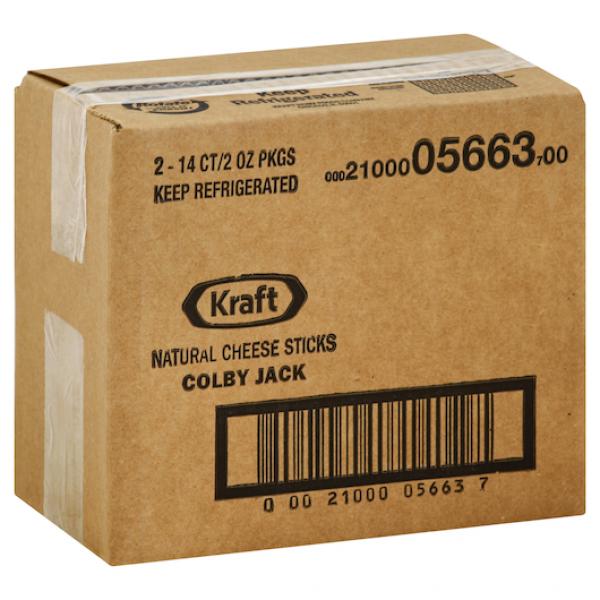 Kraft Colby Jack Natural Cheese Sticks, 2 Ounce Size - 28 Per Case.