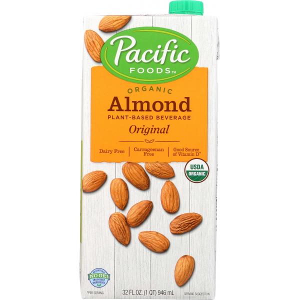 Pacific Foods Organic Almond Original Plant Based Beverage 32 Fluid Ounce - 12 Per Case.