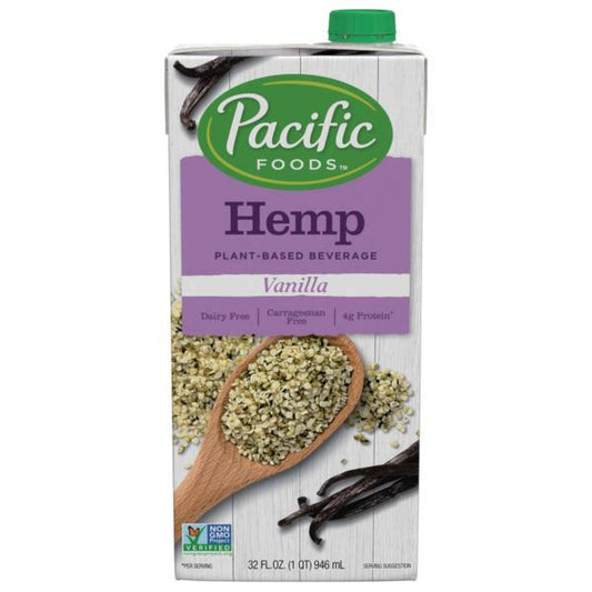 Pacific Foods Hemp Vanilla Plant Based Beverage 32 Fluid Ounce - 12 Per Case.