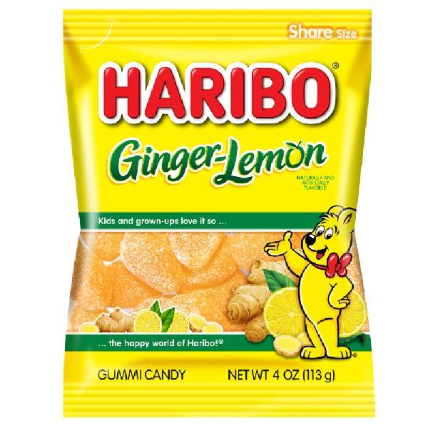 Haribo Confectionery Ginger Lemon 4 Ounce Size - 12 Per Case.