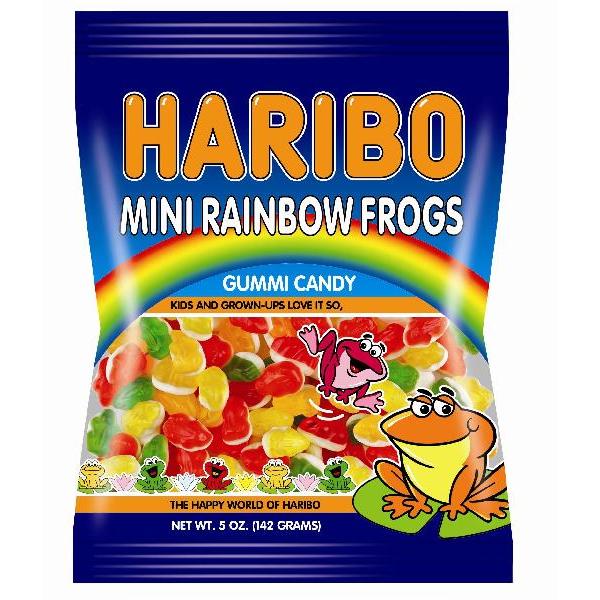 Haribo Confectionery Mini Rainbow Frogs 5 Ounce Size - 12 Per Case.