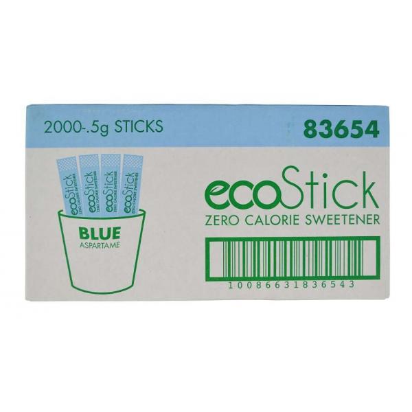Ecostick Sugar Substitute Aspertame Blue Sticks 0.5 Grams Each - 2000 Per Case.