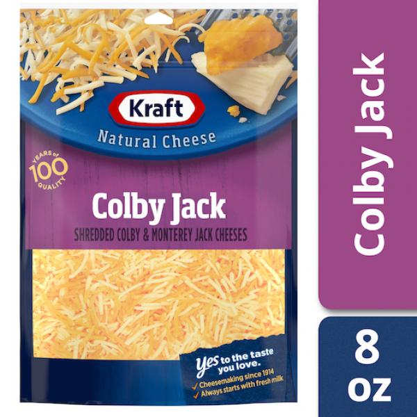 Kraft Shreds Colby Jack Natural Cheese, 8 Ounce Size - 12 Per Case.